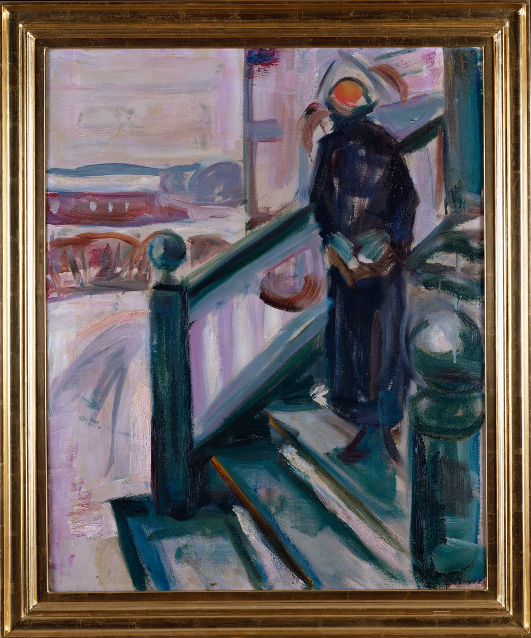 Kvinde på verandaen (olie på lærred) af Edvard Munch