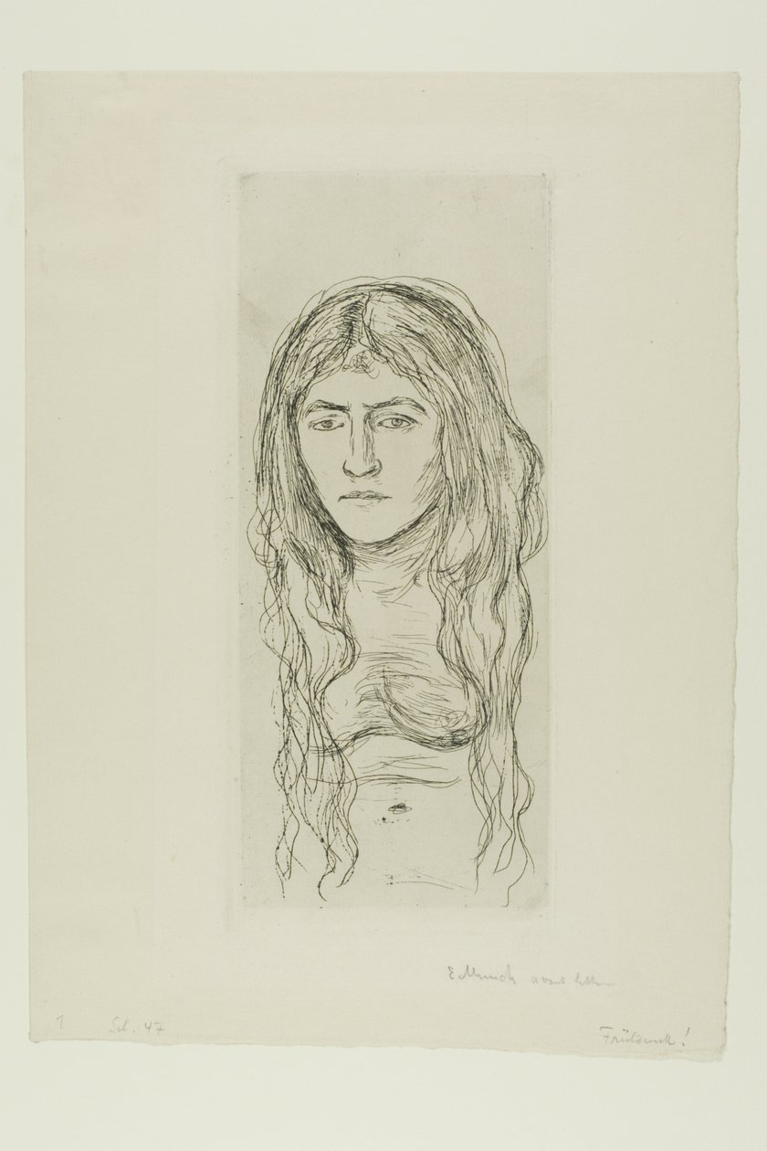 Kvinde med langt hår af Edvard Munch