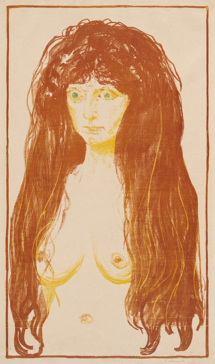Kvinde med rødt hår og grønne øjne (Synden) af Edvard Munch