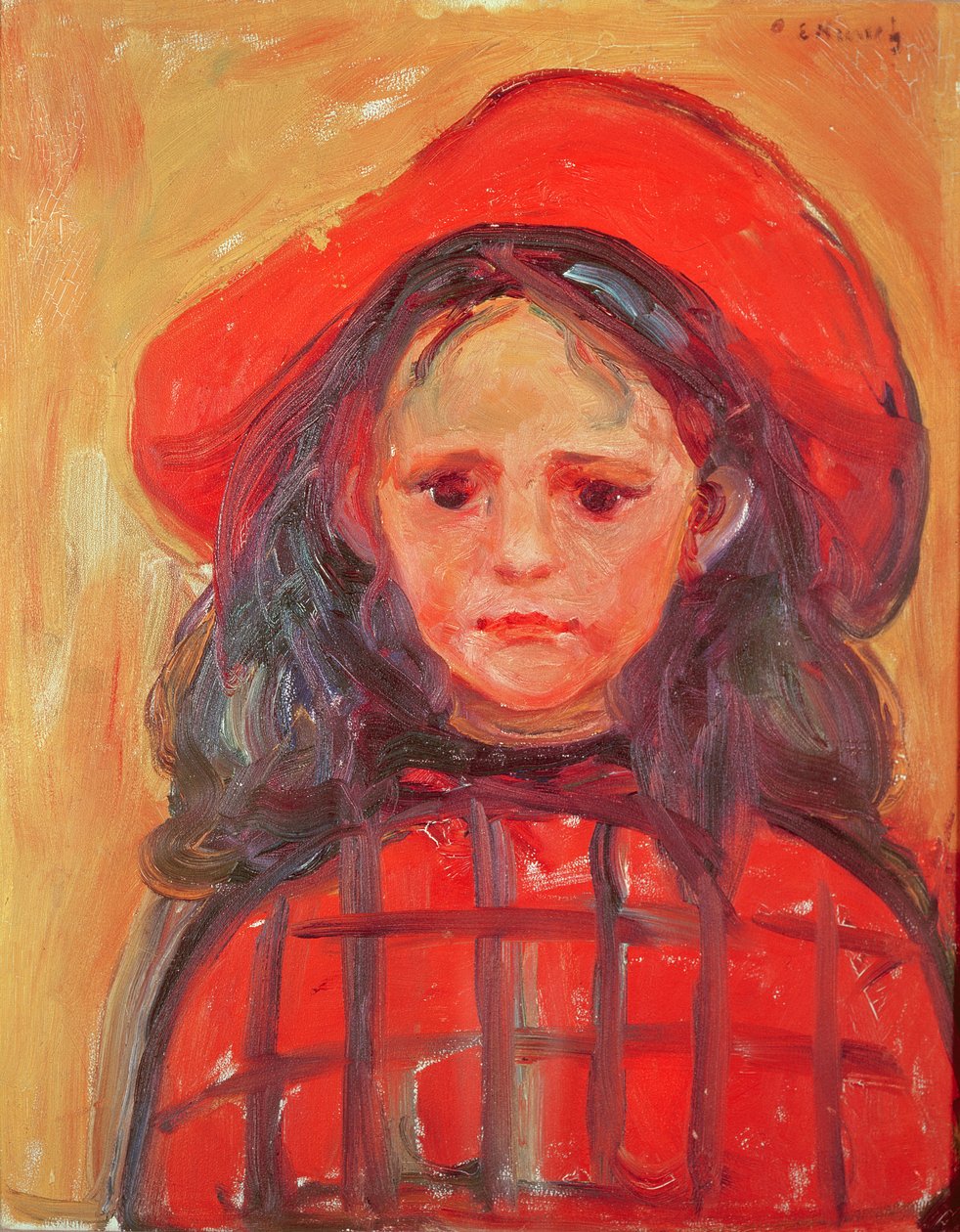 Ung pige med rød hat af Edvard Munch