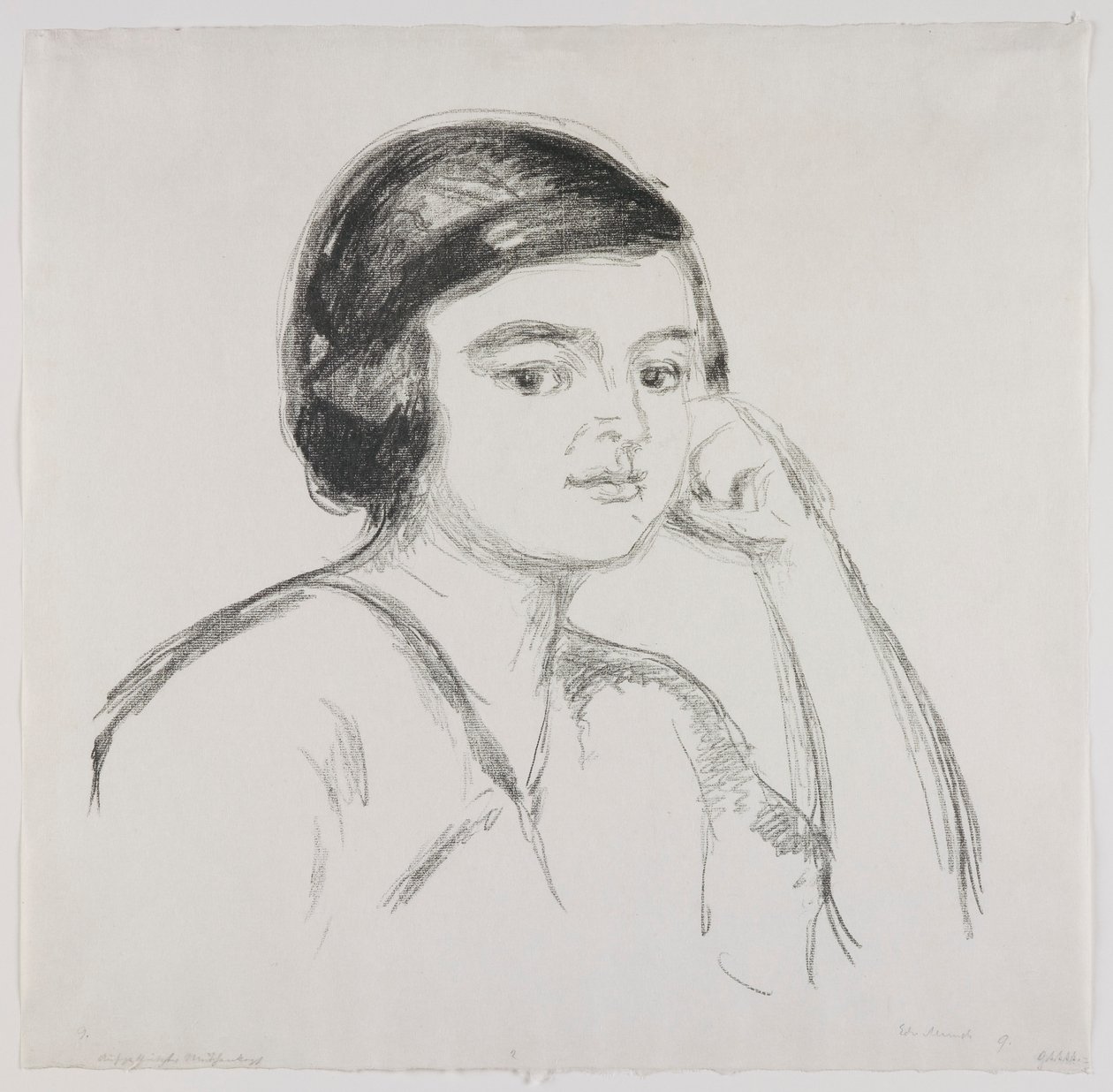 Ung kvinde med hånden på kinden af Edvard Munch