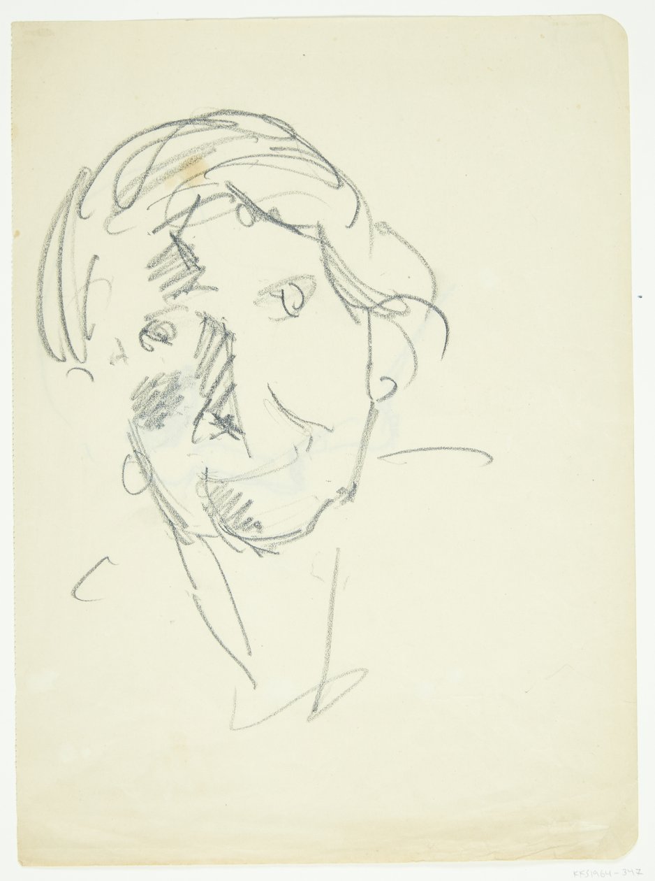 Portræt af kunstnerens hustru, malerinden Agnes Weie (1878-1964), en face af Edvard Weie