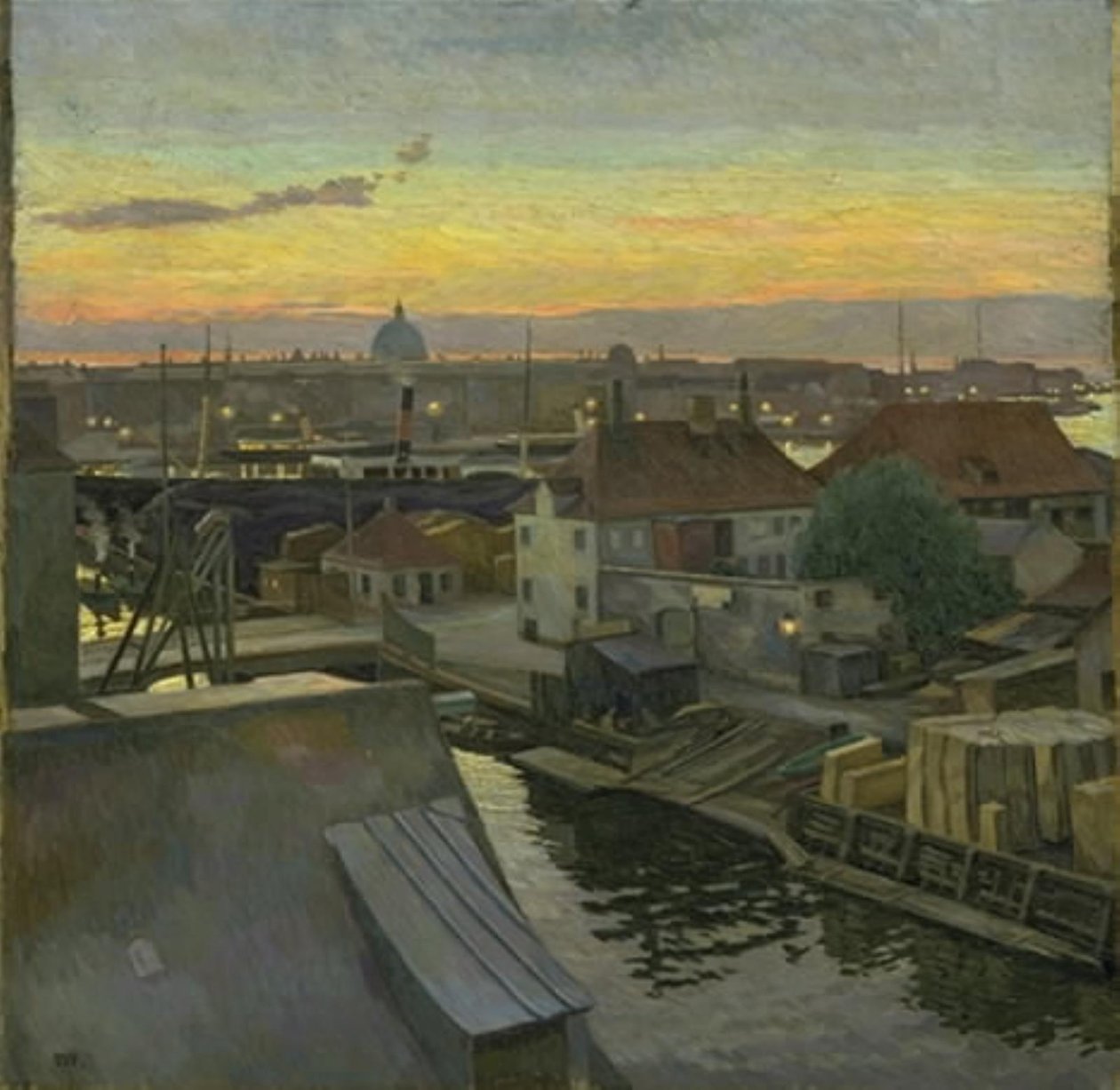 View over Wilders Plads at Christianshavn. Evening af Edvard Weie