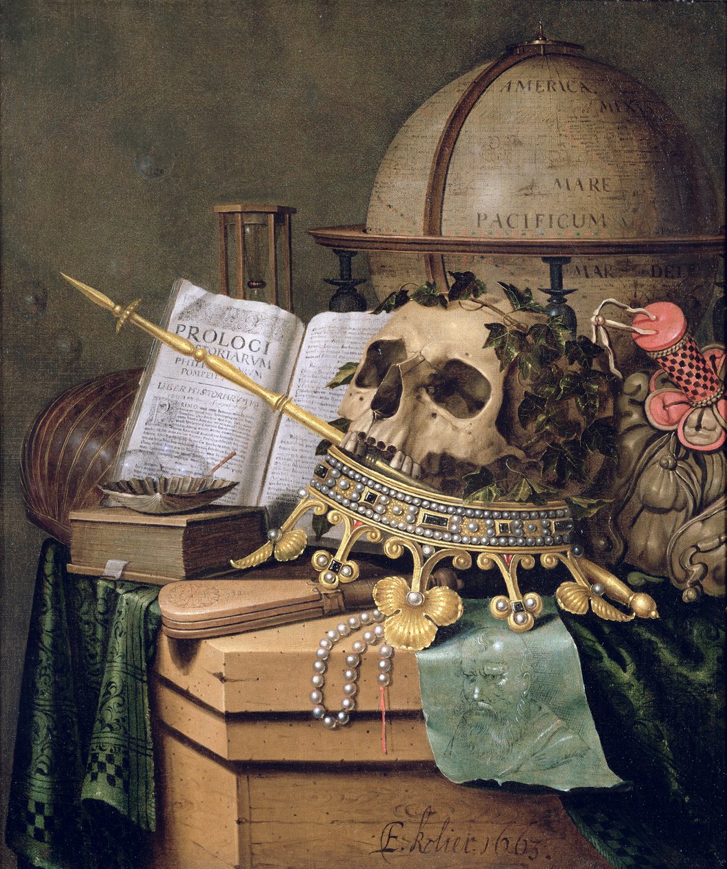 Vanitas, (et allegorisk stilleben) af Edwaert Colyer or Collier