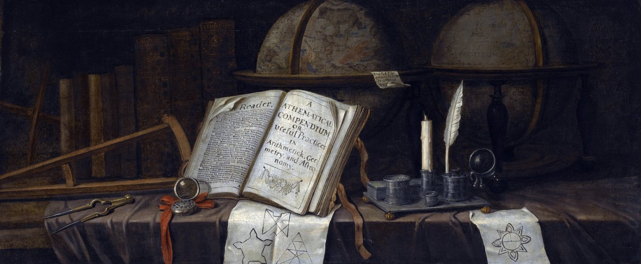 Vanitas Still Life af Edwaert Collier (1642-1708), - Olie på lærred, 41,9x98,8 - Privat samling af Edwaert Colyer or Collier