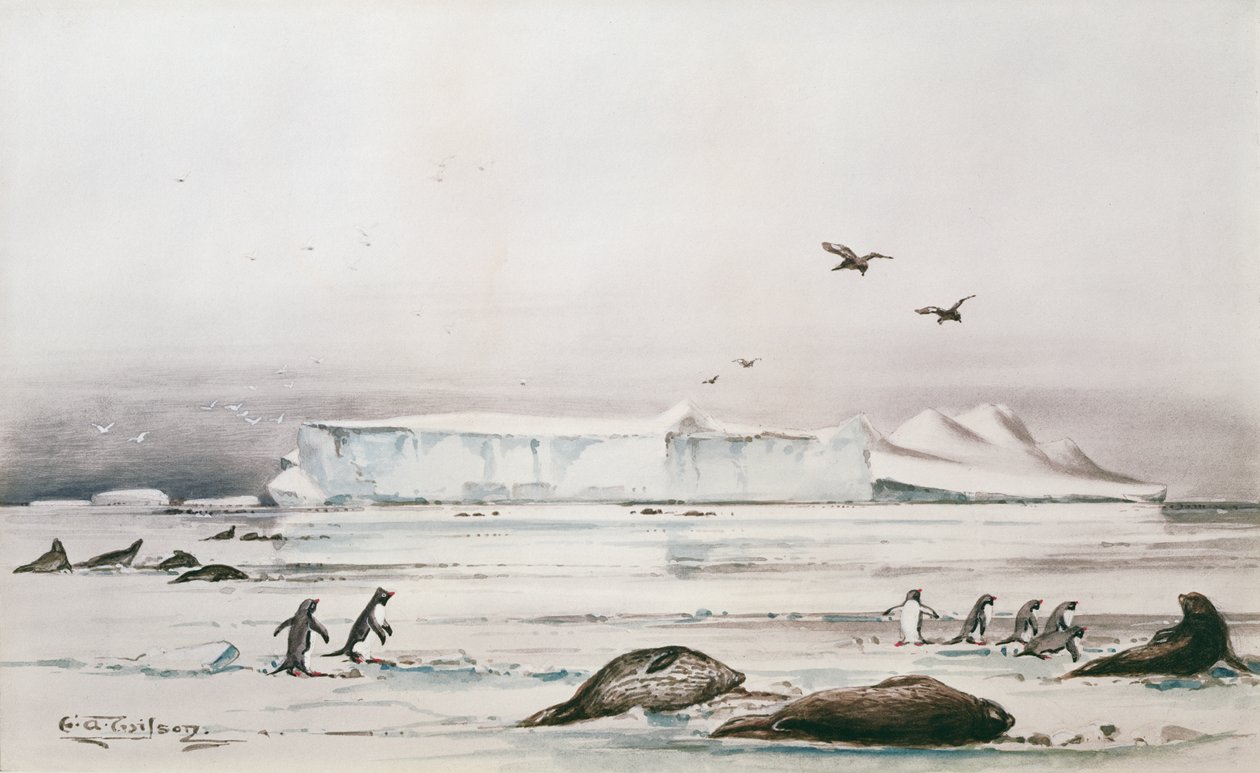 Antarktisk landskab af Edward Adrian Wilson