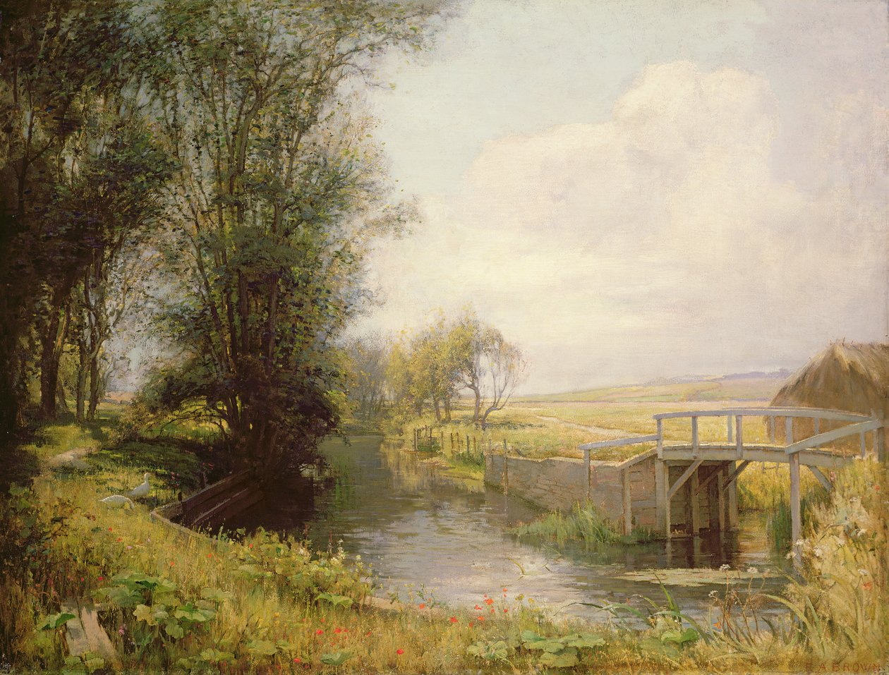 Scene i Oxfordshire af Edward Archibald Brown