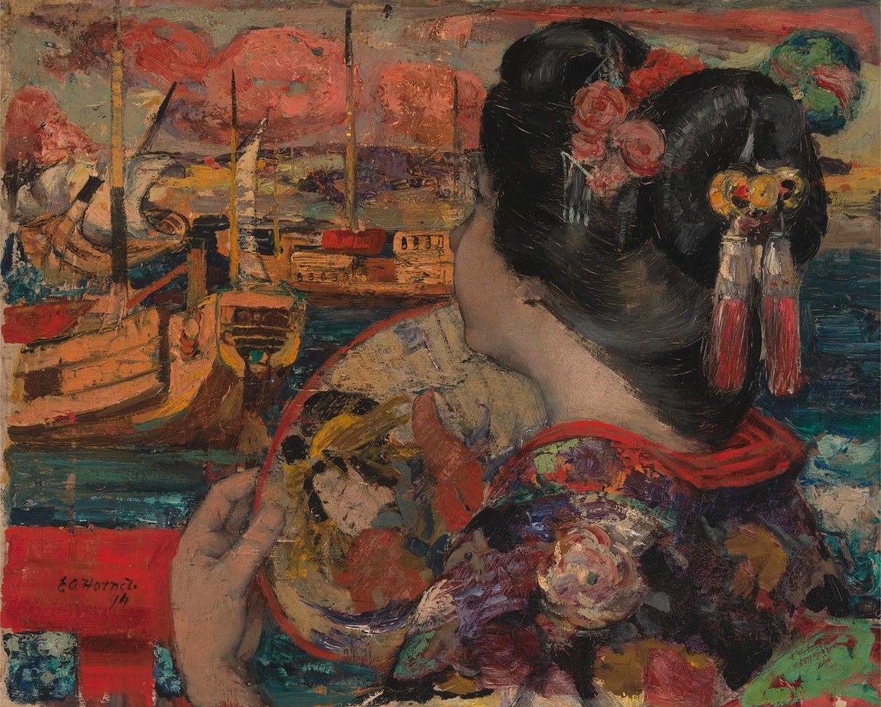 Balkonen, Yokohama af Edward Atkinson Hornel