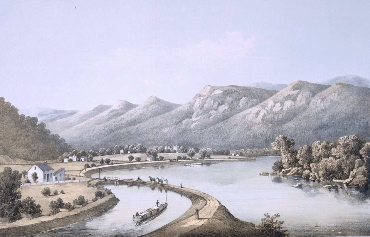 James River Canal nær mundingen af North River, Rockbridge County, 1858 af Edward Beyer