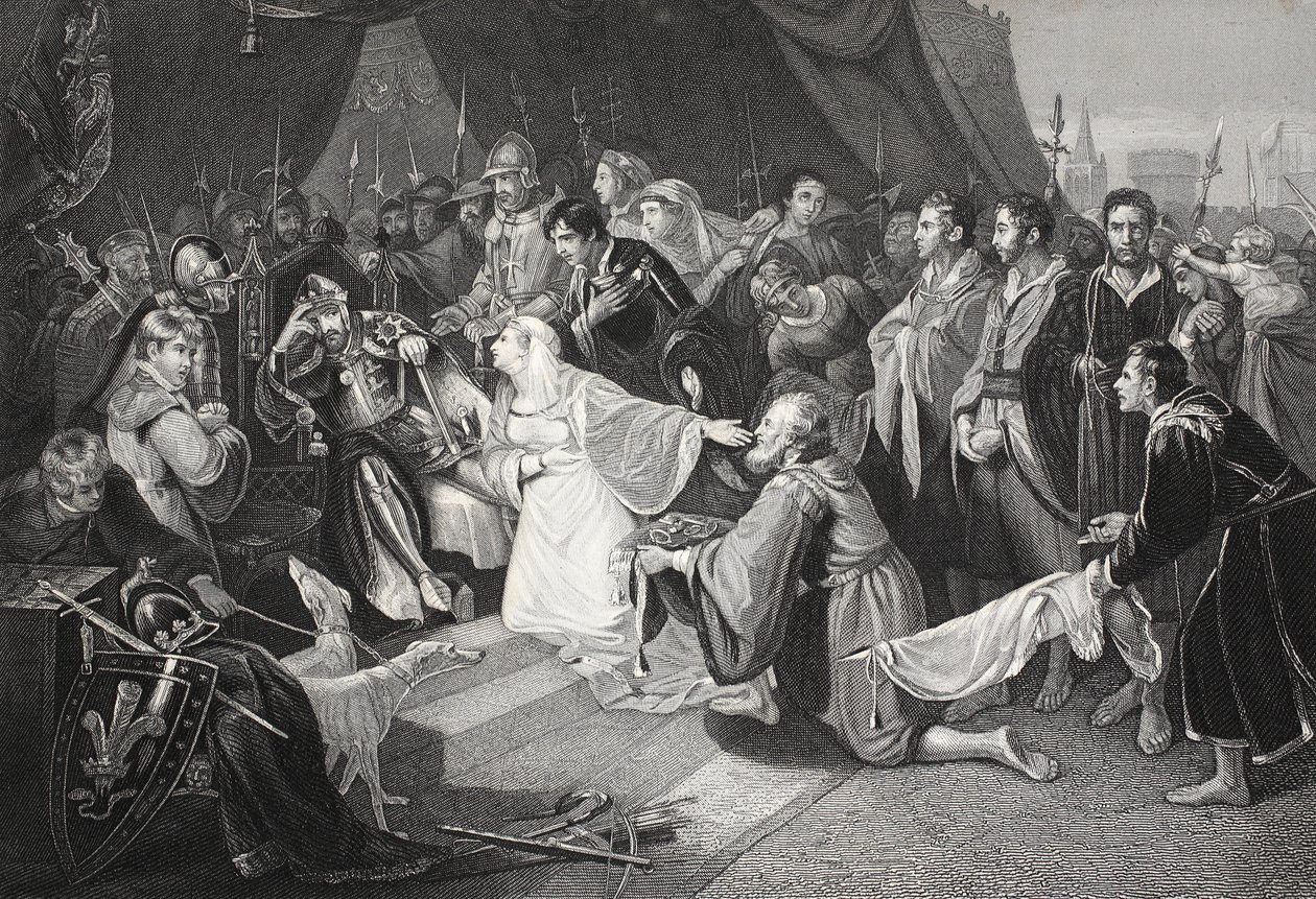 The Surrender of Calais, 4. august 1347, indgraveret af John Young af Edward Bird