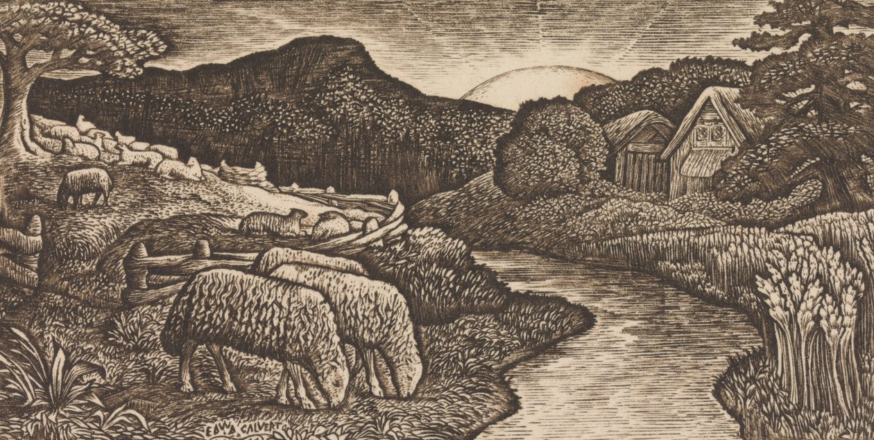 Fårene på hans græsgang af Edward Calvert