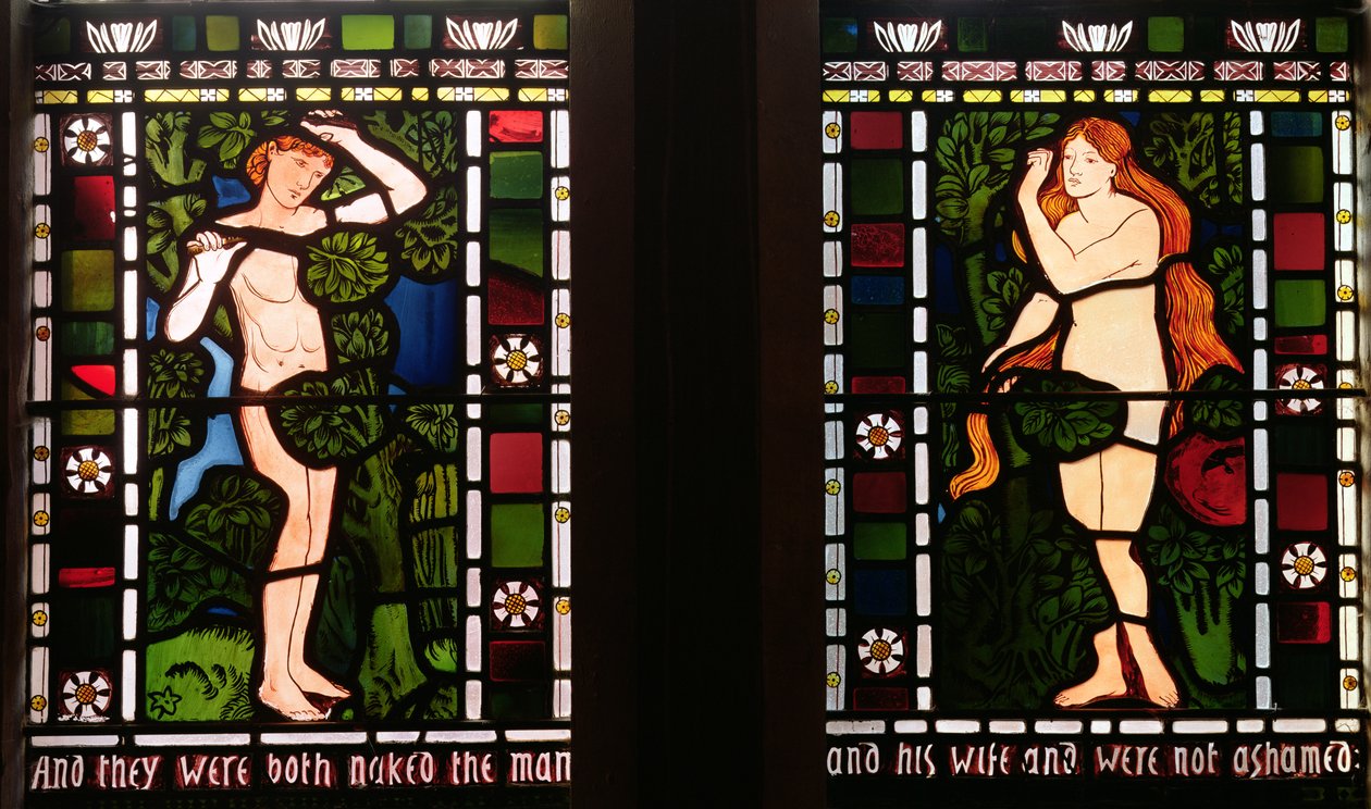 Adam og Eva i Edens have, 1861 (glasmaleri) af Edward Burne Jones