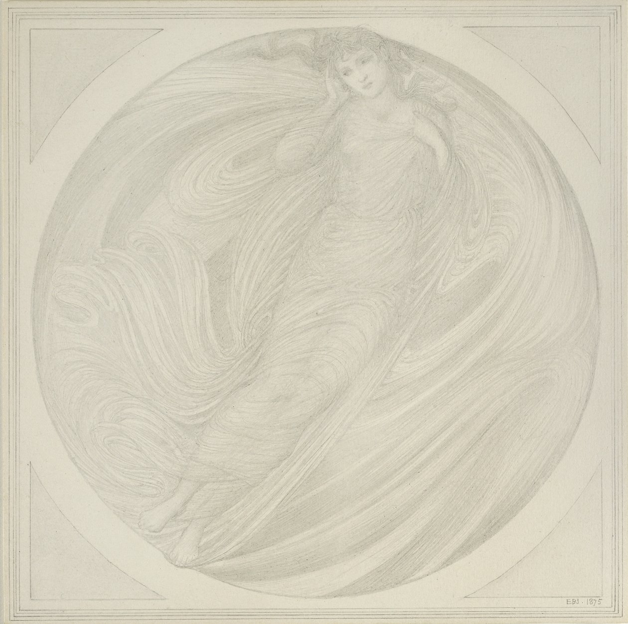 Eurydike flyder blandt flammer, 1872-75 (grafit på papir) af Edward Burne Jones