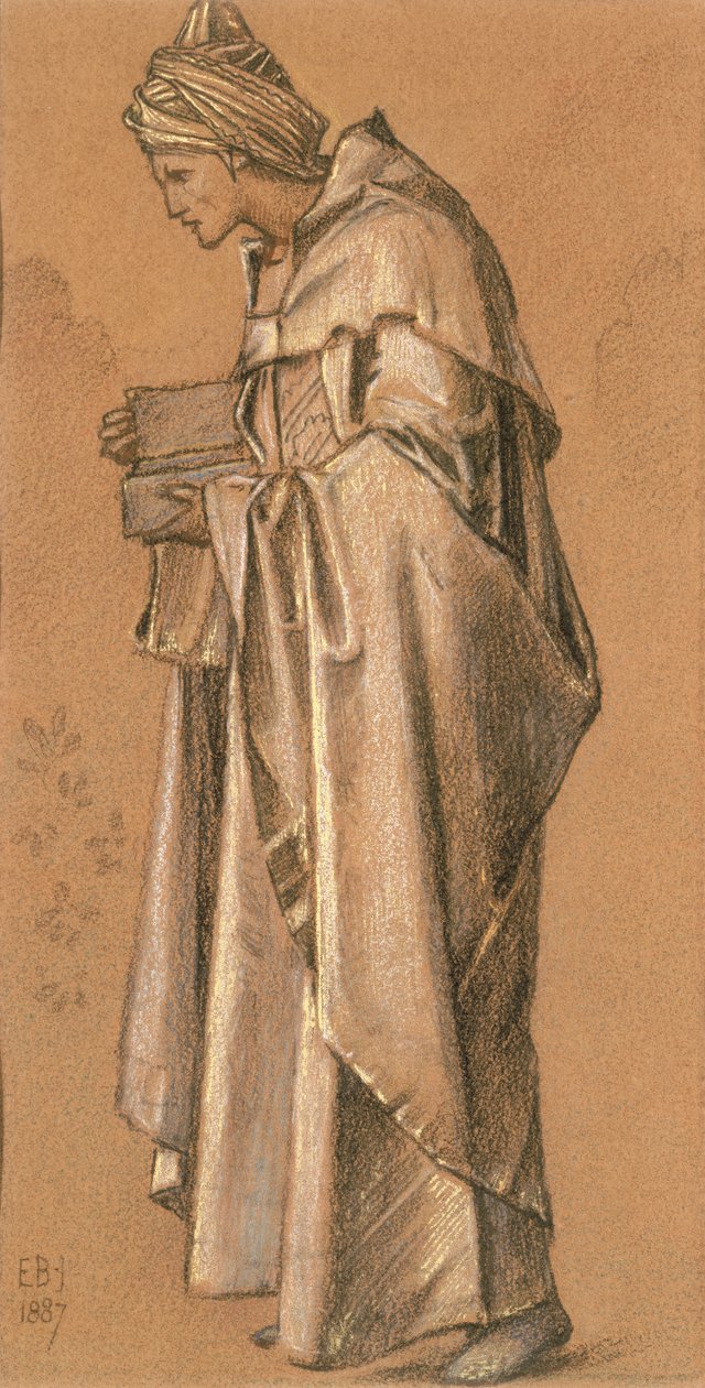 Kong Caspar, 1887 (farvet kridt og guld) af Edward Burne Jones