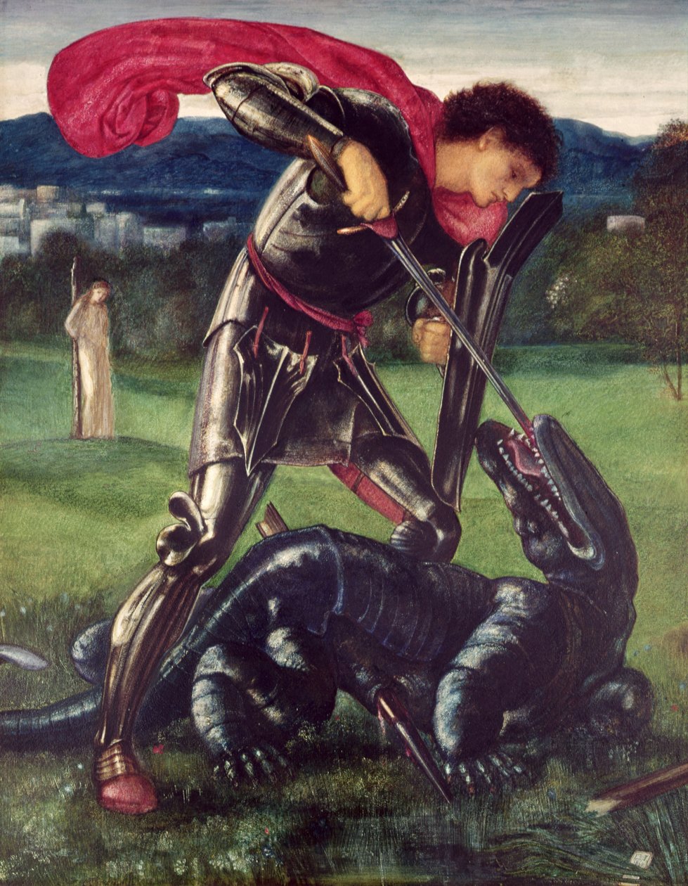 St. George og dragen, 1868 (gouache) af Edward Burne Jones