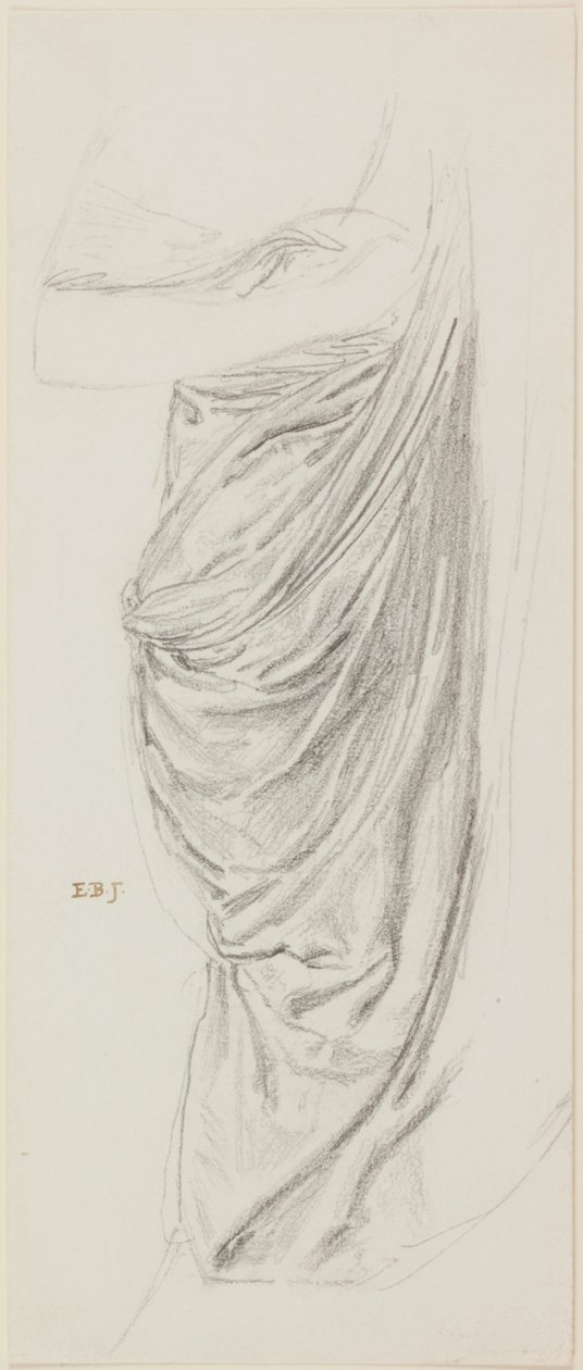 Studie af draperi for Theseus og Ariadne (blæk og blyant på papir) af Edward Burne Jones