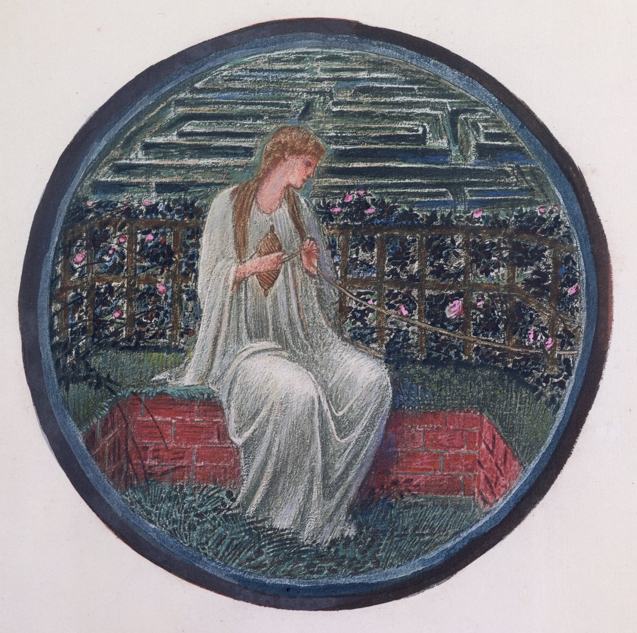 Blomsterbogen: XIV. Love in a Tangle, 1905 (litho med gouache på papir) af Edward Burne Jones