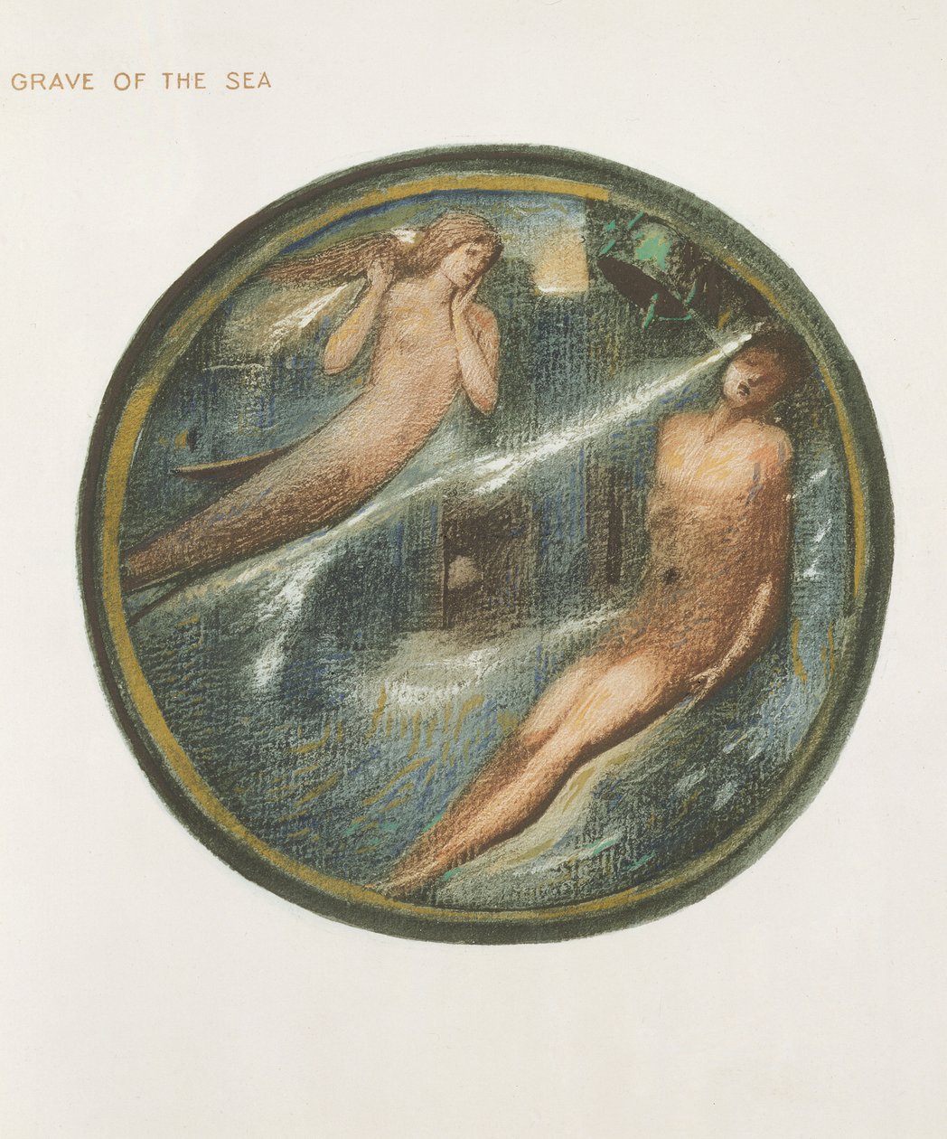Blomsterbogen: XVI. Grave of the Sea, 1905 (litografi med gouache på papir) af Edward Burne Jones