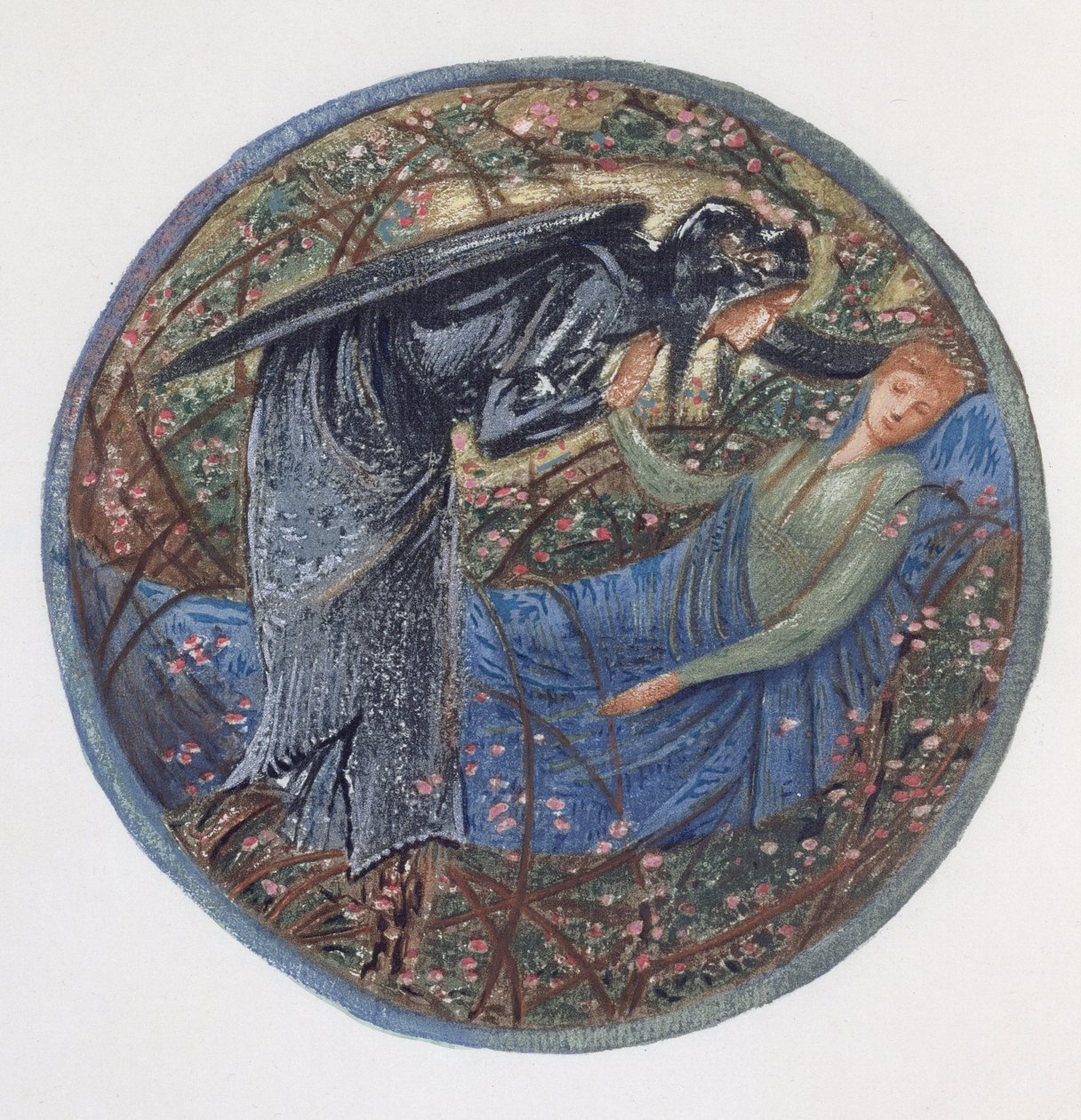 Blomsterbogen: XXIII. Vågn op, kære! (litho med gouache på papir) af Edward Burne Jones
