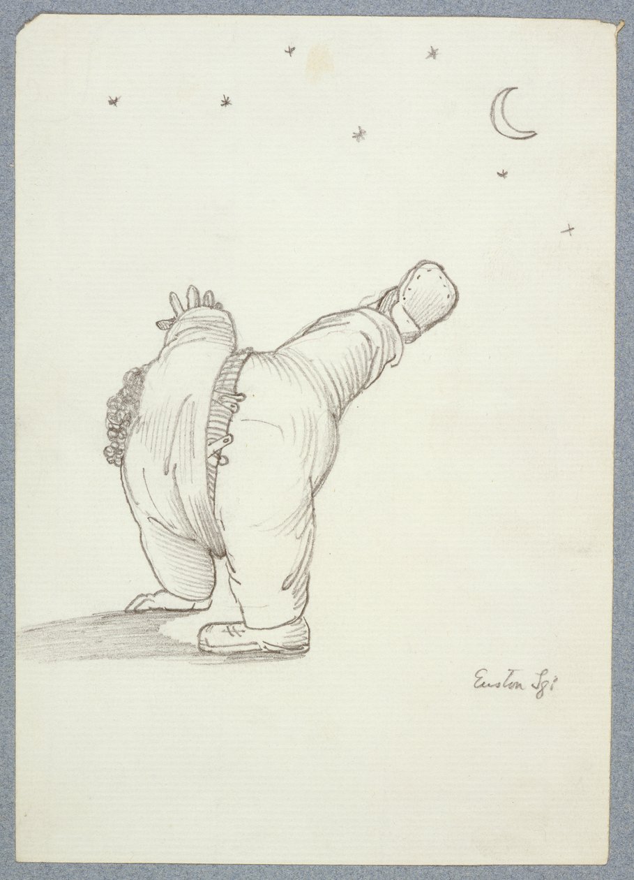 William Morris (1834-96) udfører et hjul, set bagfra i månens og stjernens lys, fra et album med tegninger af Edward Burne Jones