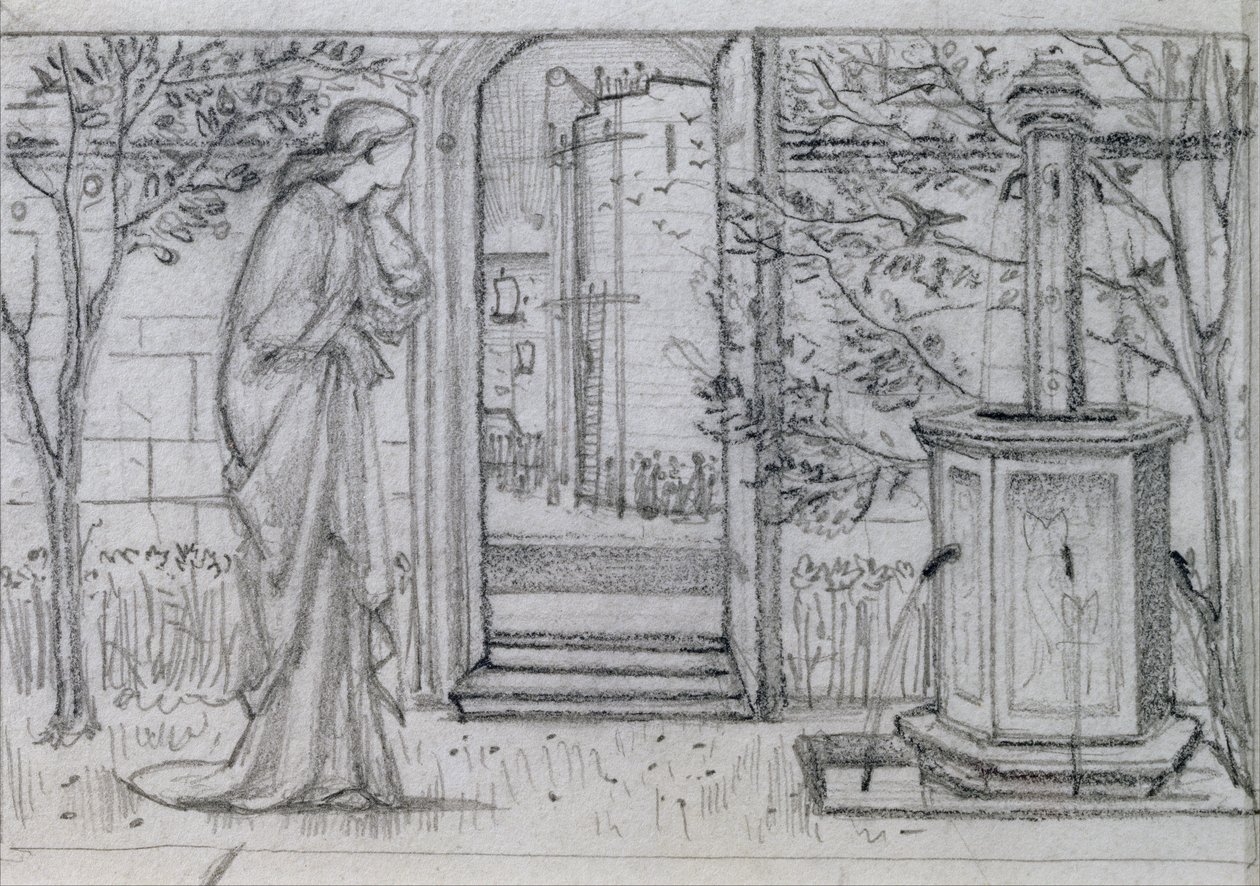 Et studie til Danae og det kobberblå tårn, 1869-70 af Edward Burne Jones