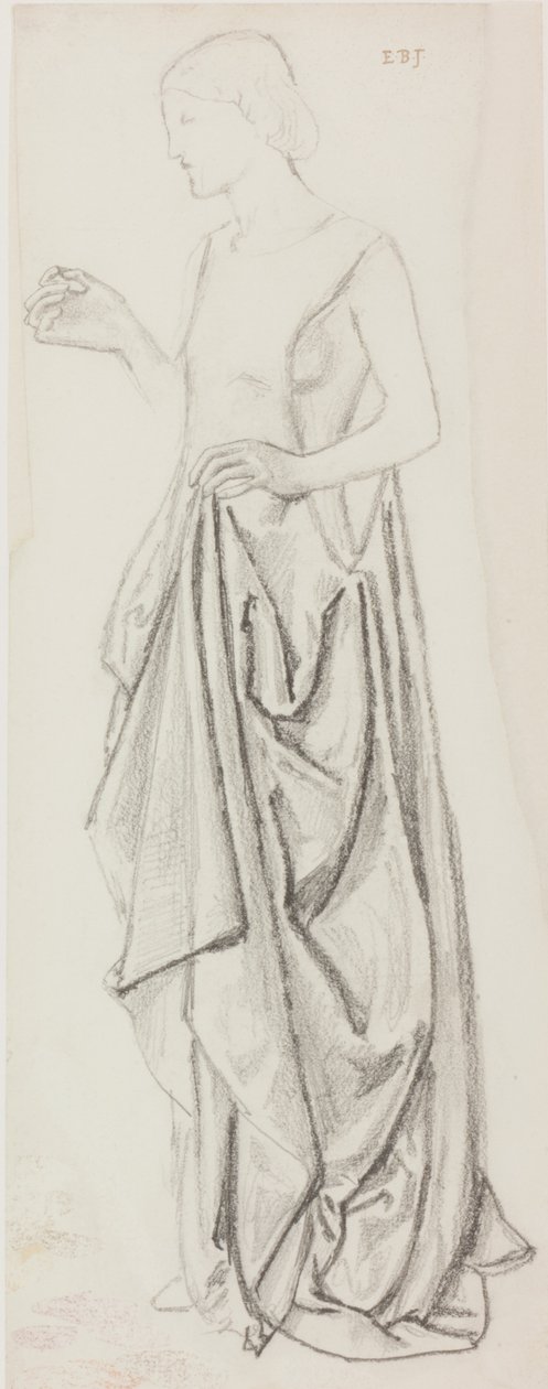 Kvindefigur (blæk og blyant på papir) af Edward Burne Jones