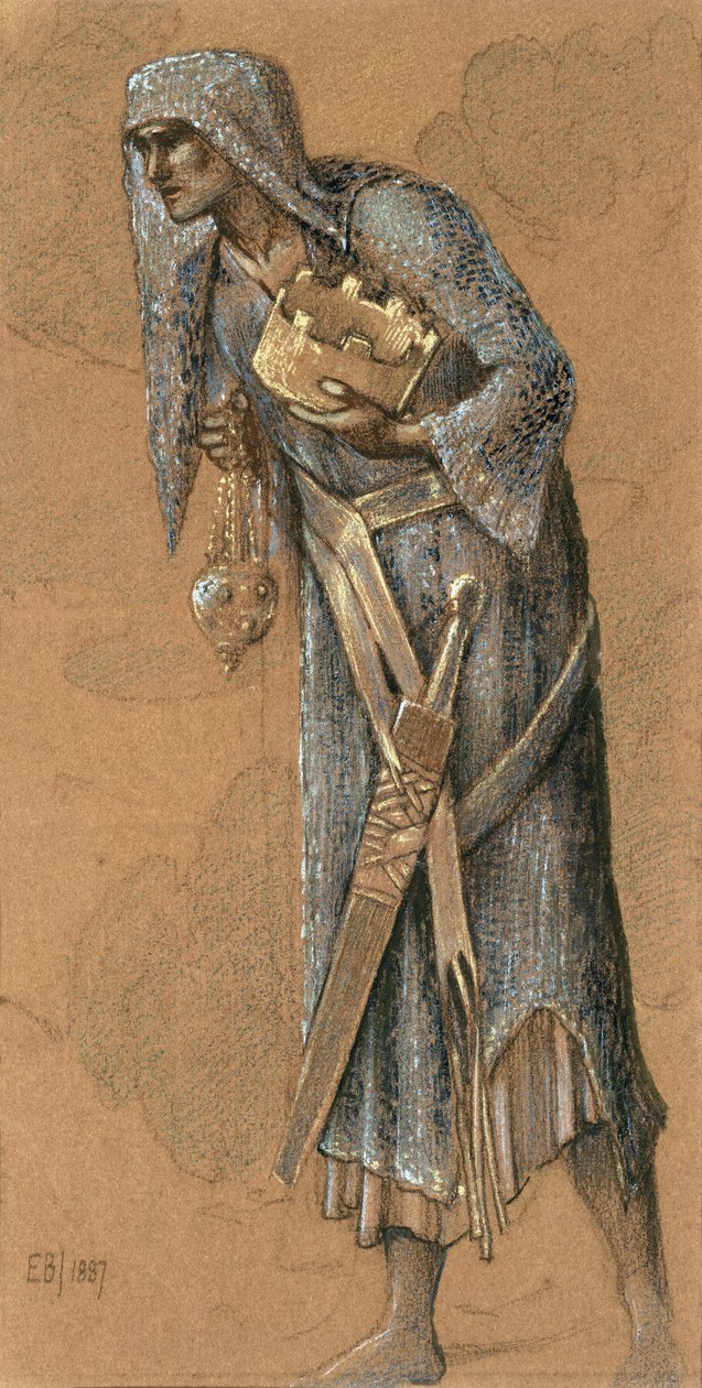 Kong Melchior, 1887 (farvet kridt og guld) af Edward Burne Jones