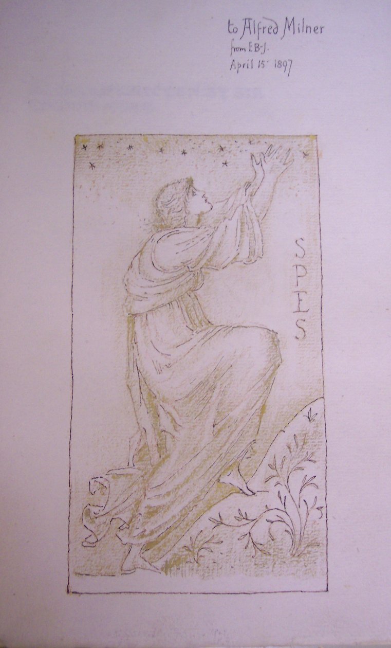 Spes, illustration på forsiden af "Utopia" af Thomas More, 1897 (pen og blæk og kridt på papir) af Edward Burne Jones