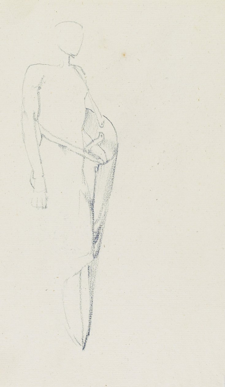 Studie af mand med skjold (recto) og kvindelig torso, bagside (verso), side 81 og 82 fra en studiebog, ca. 1880-1890 af Edward Burne Jones