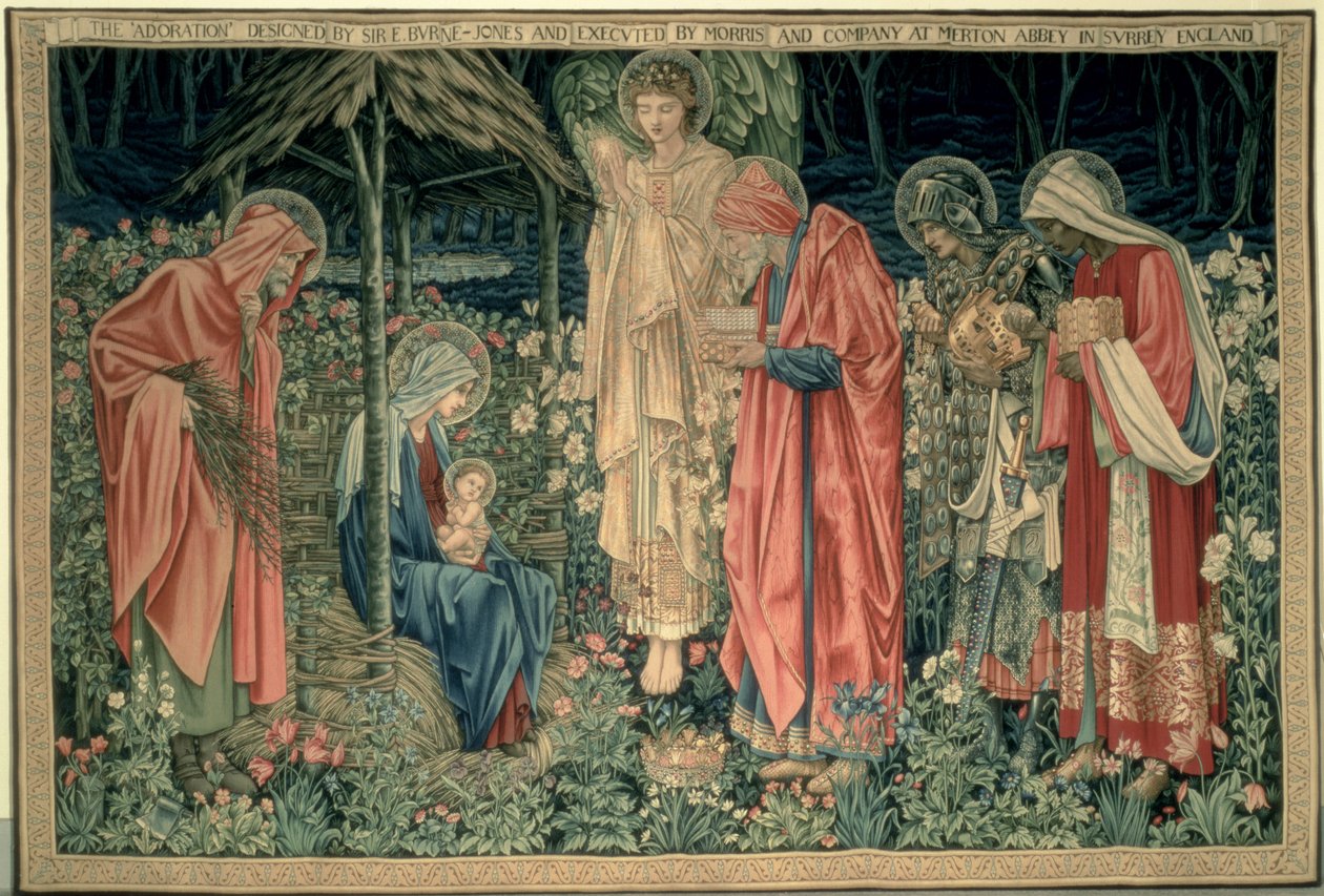 The Adoration of the Magi, lavet af William Morris og Co., Merton Abbey (håndvævet uldtapet) af Edward Burne Jones