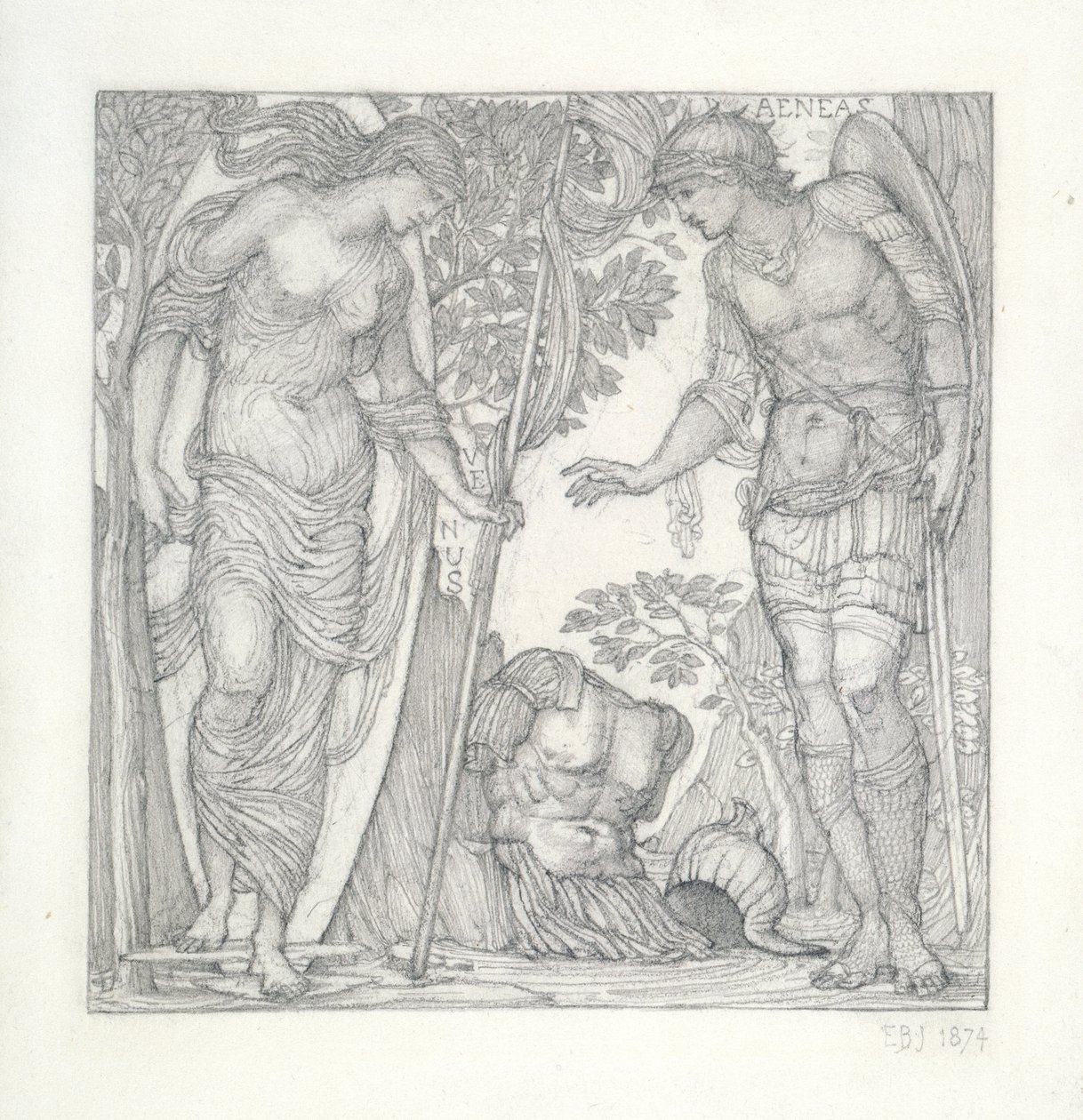 Venus bringer rustning til Æneas, 1874 af Edward Burne Jones