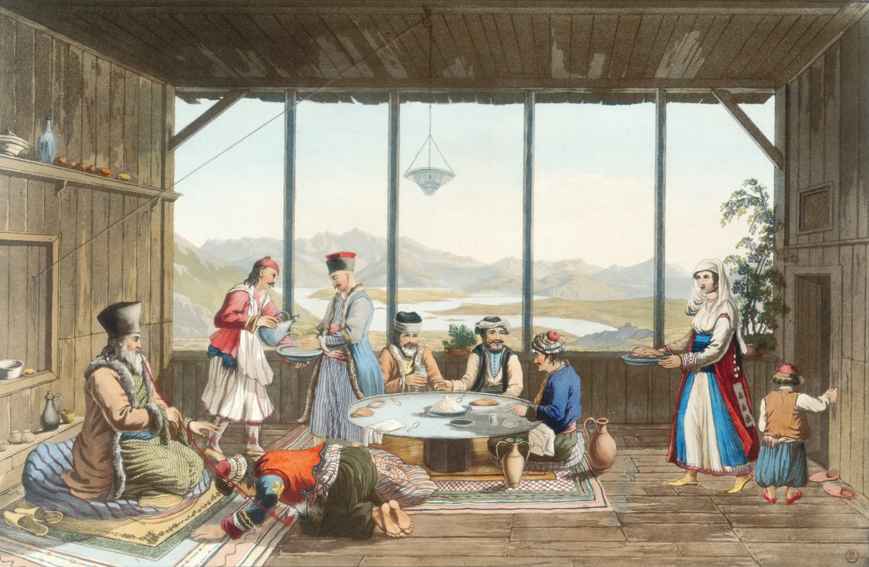 Middag holdt i Delphi til ære for maleren af den ældste i landsbyen Chryso, plade 10 fra del 2 af 