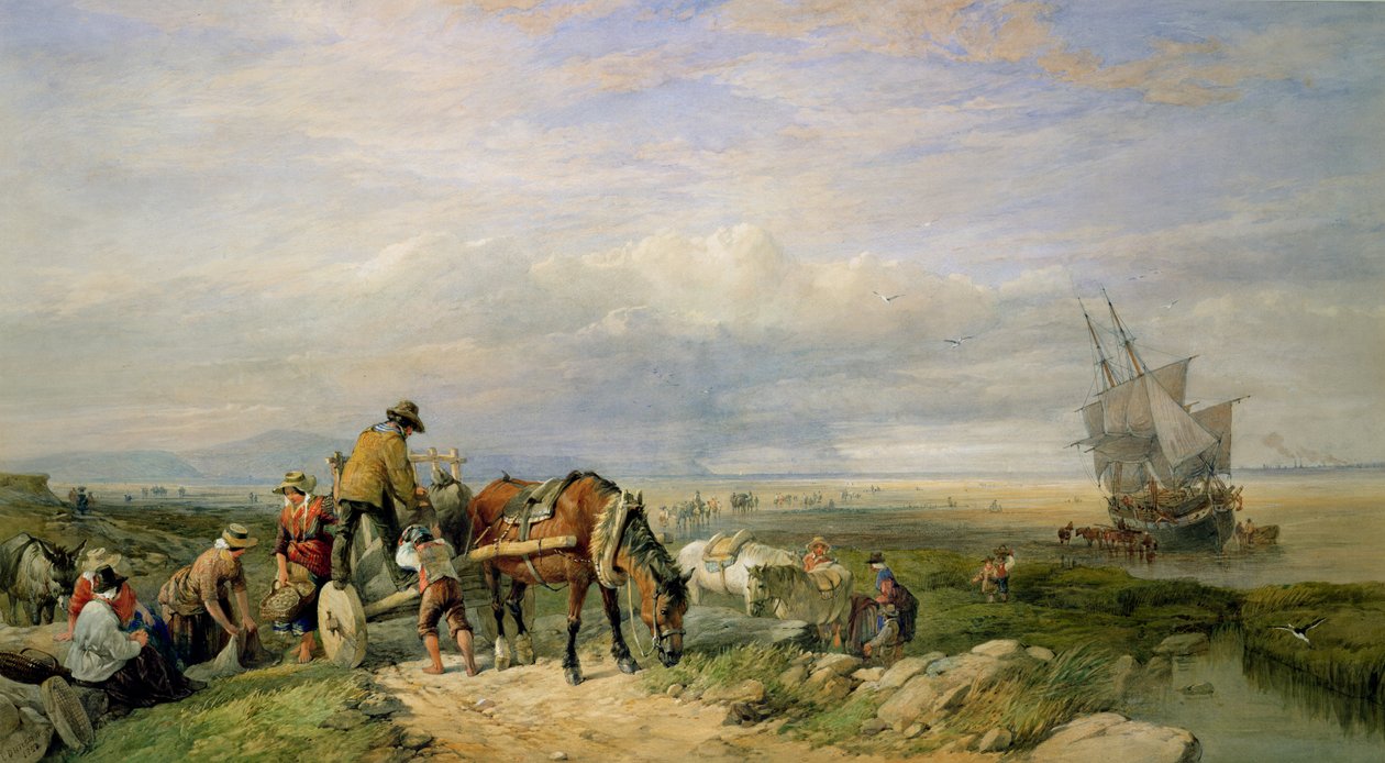 Cockle Gatherers, Llanrhidian Sands, West Glamorgan, på Gower-halvøen af Edward Duncan