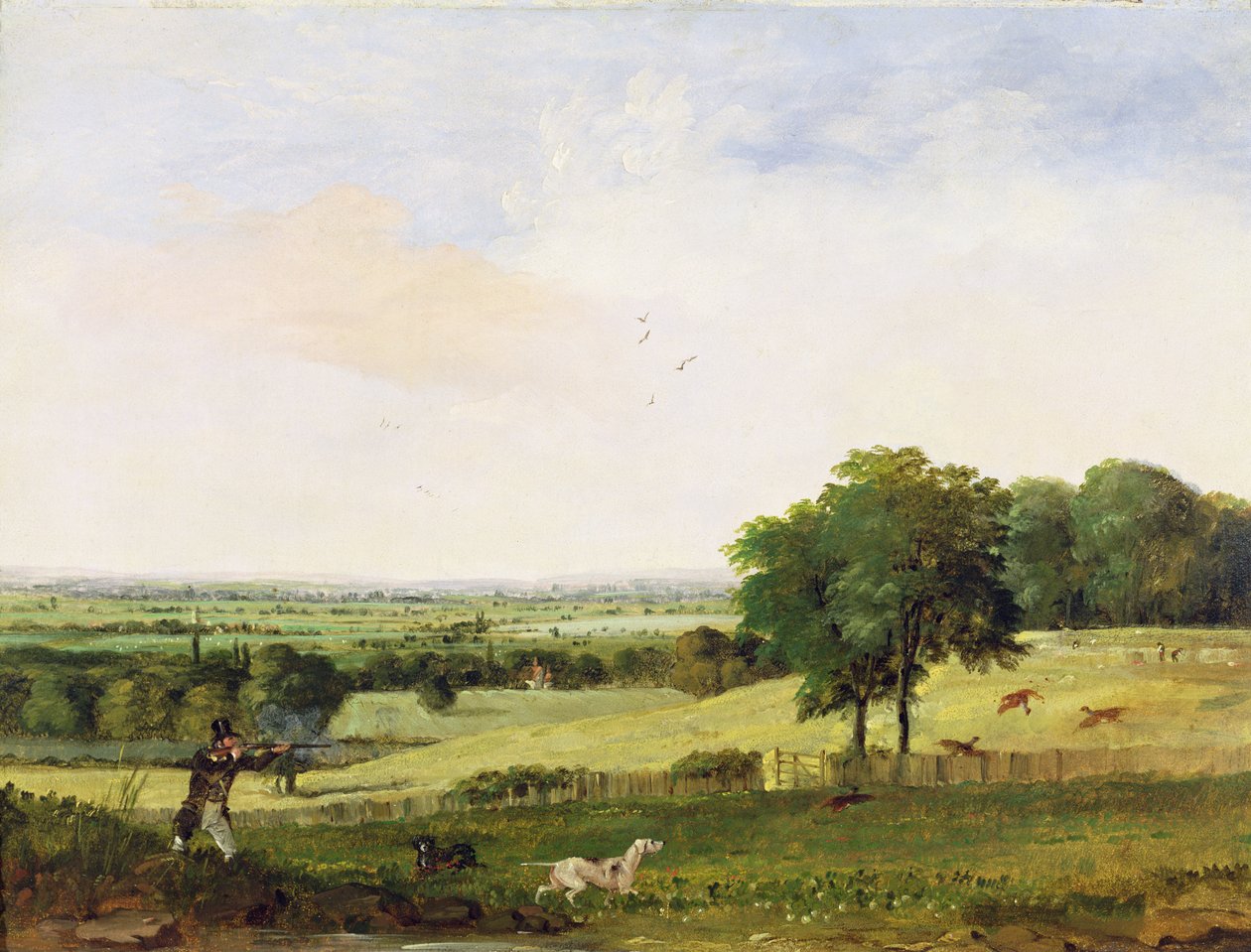 Agerhøneskydning (olie på møllebræt) af Edward Duncan