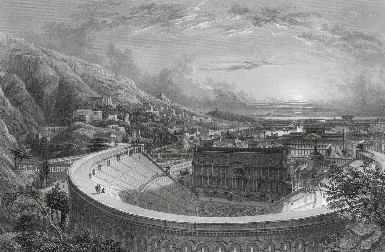Antikkens Efesos ovenfra teatret, indgraveret af William Richardson (1842-77) fra 