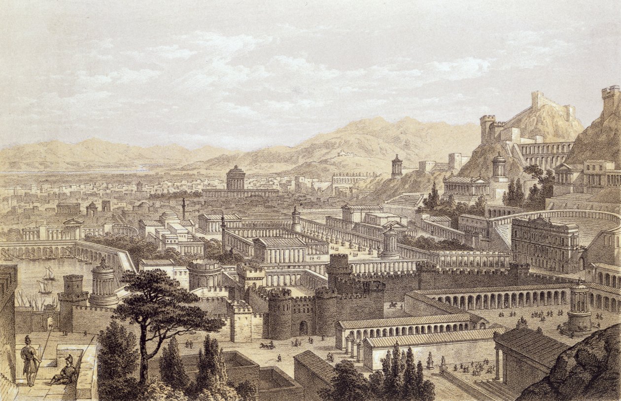 Byen Efesos fra Mount Coressus, indgraveret af T. Picken, 1859 af Edward Falkener