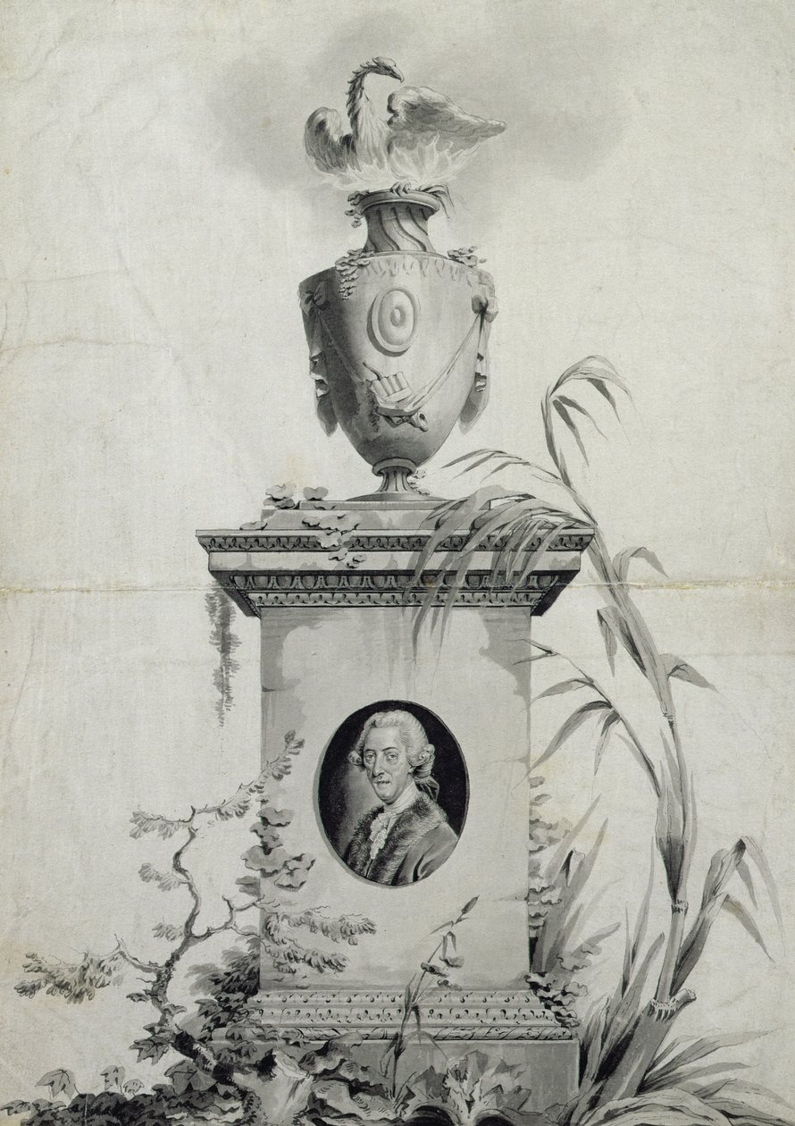 Design til titelbladet på de samlede værker af Dr. Thomas Arne (1710-78) (blæk og vask) (se også 84540) af Edward Francis Burney