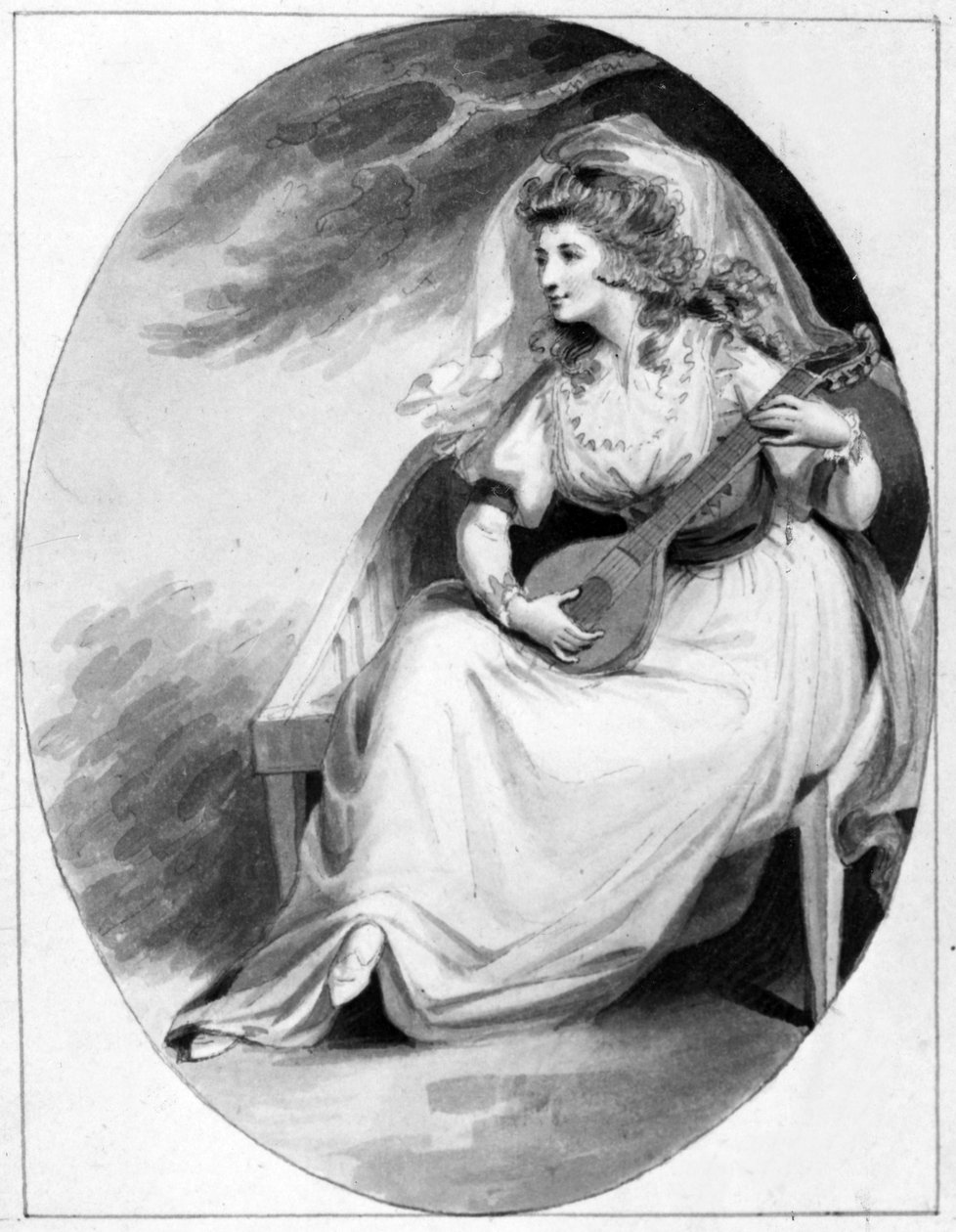 Elizabeth Farren i rollen som Olivia, ca. 1785 (pen, blæk og vask på papir) af Edward Francis Burney