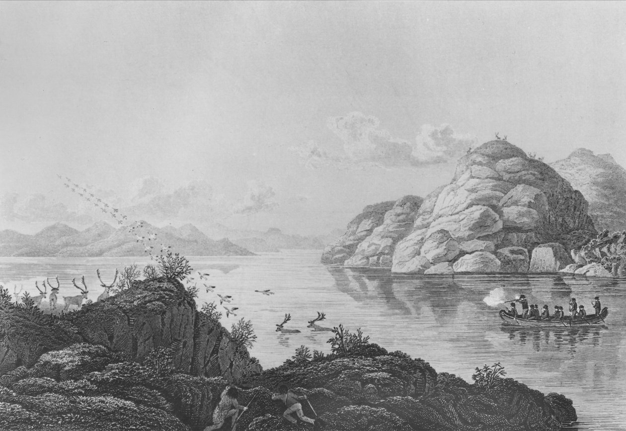 Franklins ekspedition på jagt på Marten Lake, 1820 af Edward Francis Finden