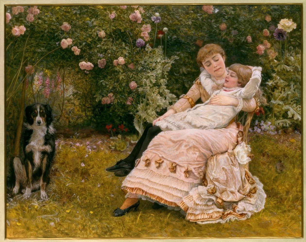 E.K.Johnson, Happy as the day is long / Aquarell, 1881 af Edward Killingworth Johnson