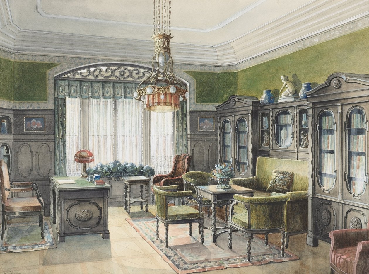 Biblioteks interiør af Edward Lamson Henry