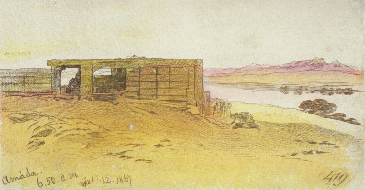 Amada, kl. 06.50, 12. februar 1867, (pen og brunt blæk med wc over grafit) af Edward Lear