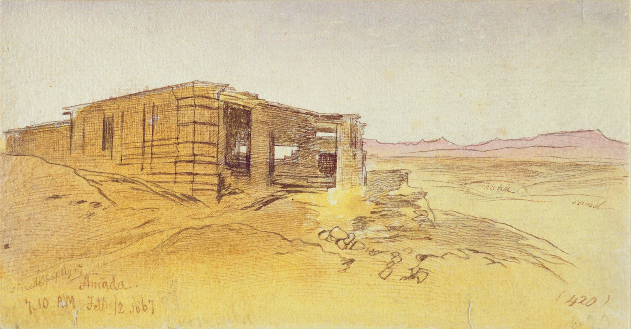 Amada, kl. 7:10, 12. februar 1867, 1867 (pen og brunt blæk med wc over grafit) af Edward Lear