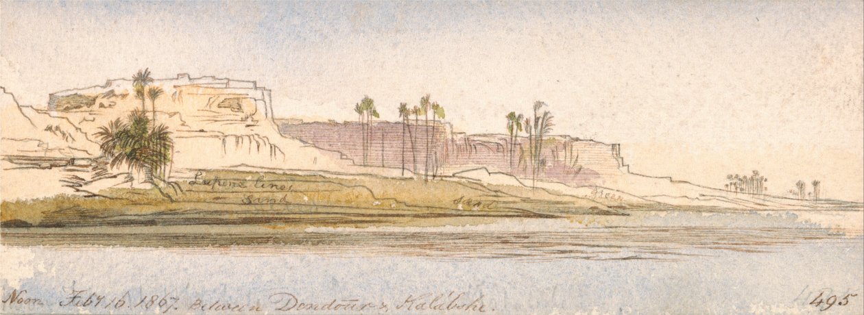 Mellem Dendour og Kalabshe af Edward Lear