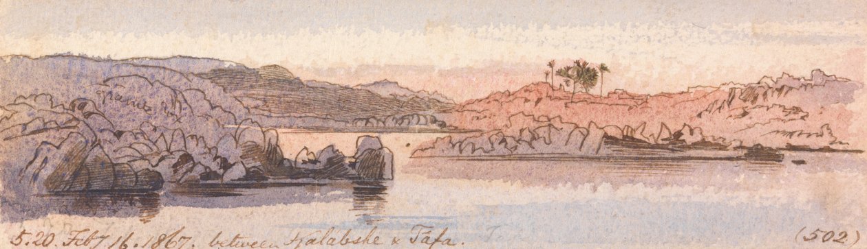 Mellem Kalabshee og Tafa, 17-20, 16. februar 1867 (502) af Edward Lear