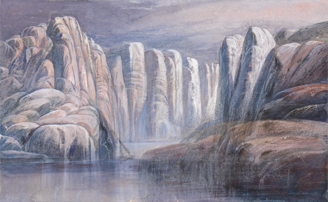 Flodpas, mellem golde klippeklipper af Edward Lear