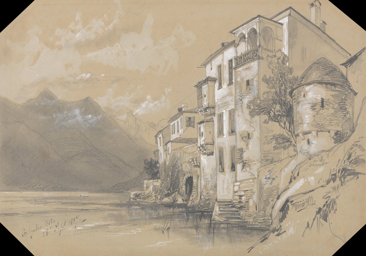 St. Giulio, Orta, 26. september 1837 af Edward Lear