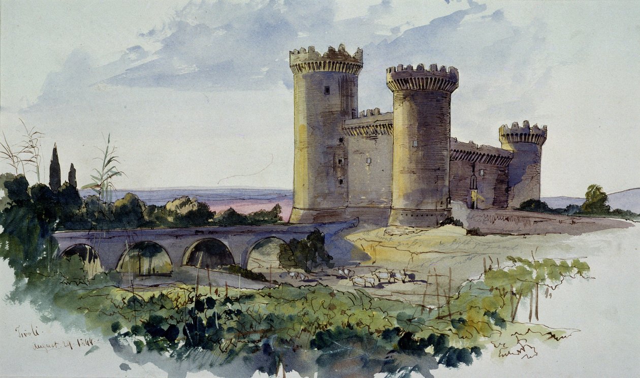 Tivoli, 1800-tallet (akvarel) af Edward Lear