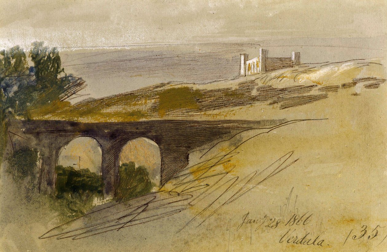 Verdala, Malta, 1866 af Edward Lear