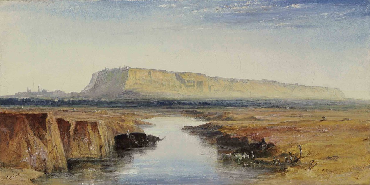 Udsigt over Gwalior, Indien af Edward Lear